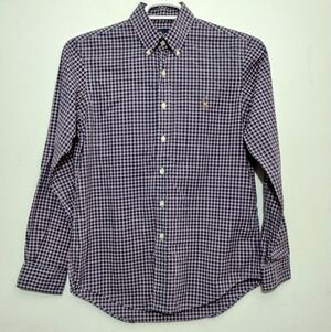 Ralph Lauren Men's S Navy and Red Checkered Shirt Long Sleeve Button Down